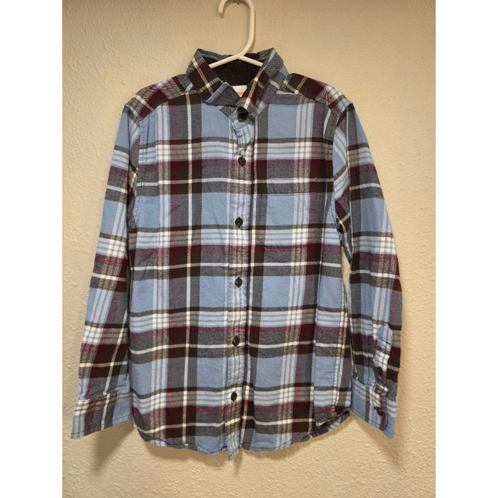 Gymboree Blue and Brown Flannel Long Sleeve Shirt Size 8